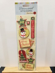Punch Studio Dimensional CHRISTMAS Stickers JOY SNOWMAN MERRY CHRISTMAS CUTE!