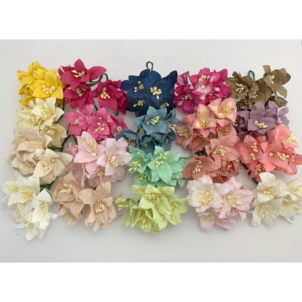 100 MIXED of 19 Colors Medium Lily Paper Flower Wedding Scrapbook (LY1-Mixed-B2)