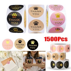 3 Rolls 1″ Round Kraft Paws Print Thank You Stickers Labels Hot Stamping For Tag