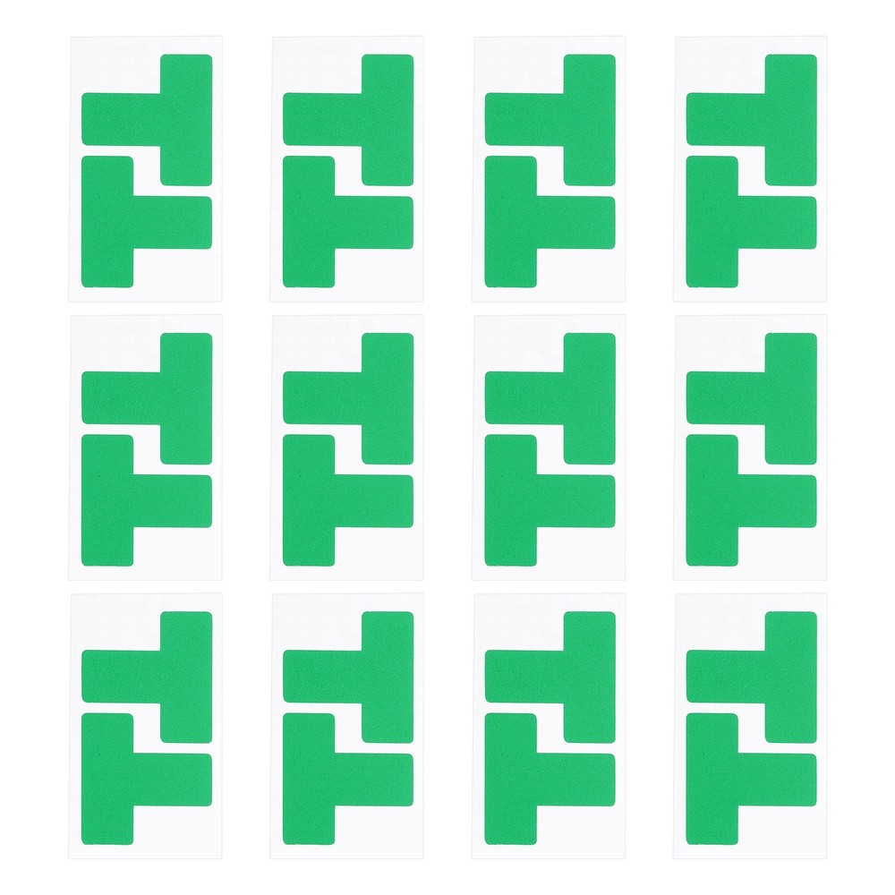 5S Location Marking Corner, (3x3x1.2 Inch, Green) (24Pcs), T-shaped Sticker