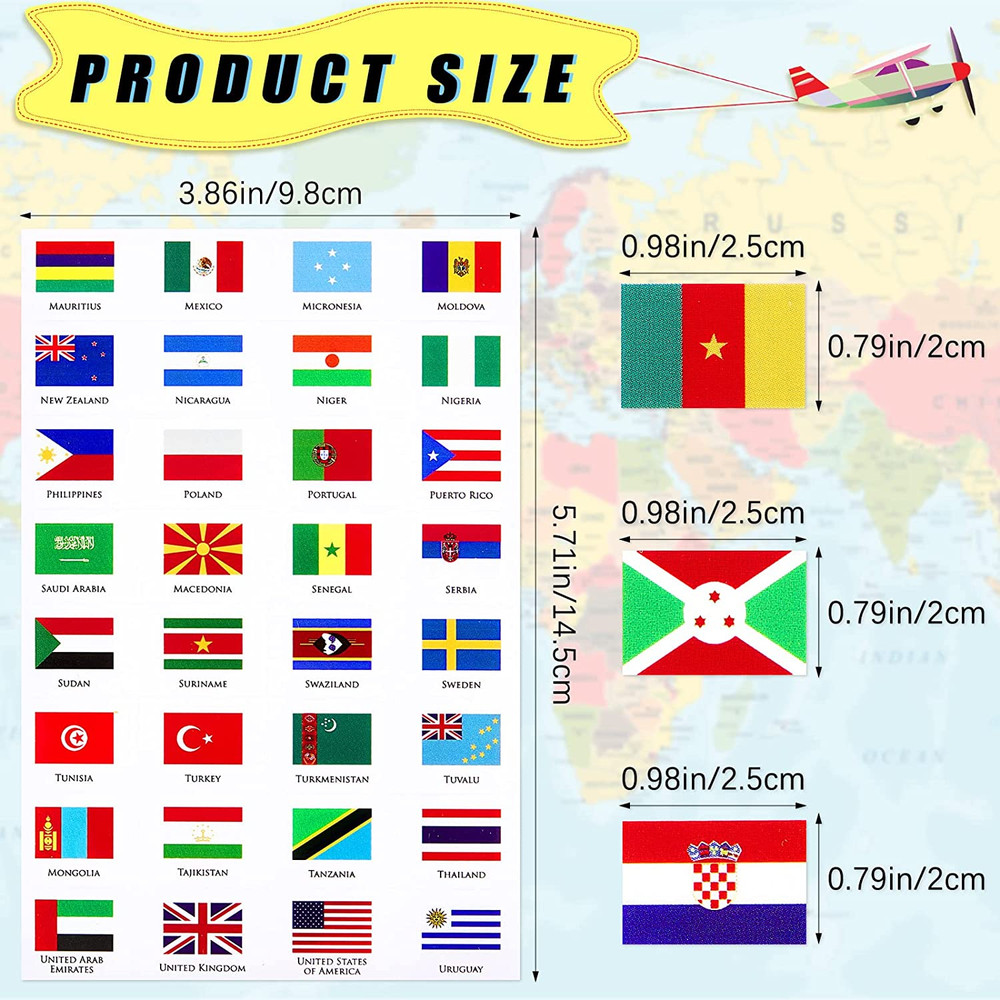 384 Pieces World Assorted Country Flag Stickers Country Decals Planner Travel…