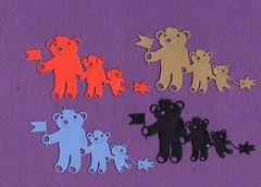 TEDDY BEARS HOLDING HANDS baby die cuts scrapbook cards