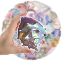 50PCS Sea Shell Stickers Aesthetic PET Transparent Conch Stickers Clamshell Pear