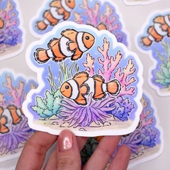 Clown Fish and Coral Reef Sticker – Waterproof Vinyl Sea Life & Ocean Decal