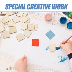 200 Pcs Square Blank Wood Pieces Unfinished Wood Slices Crafts 25 mm
