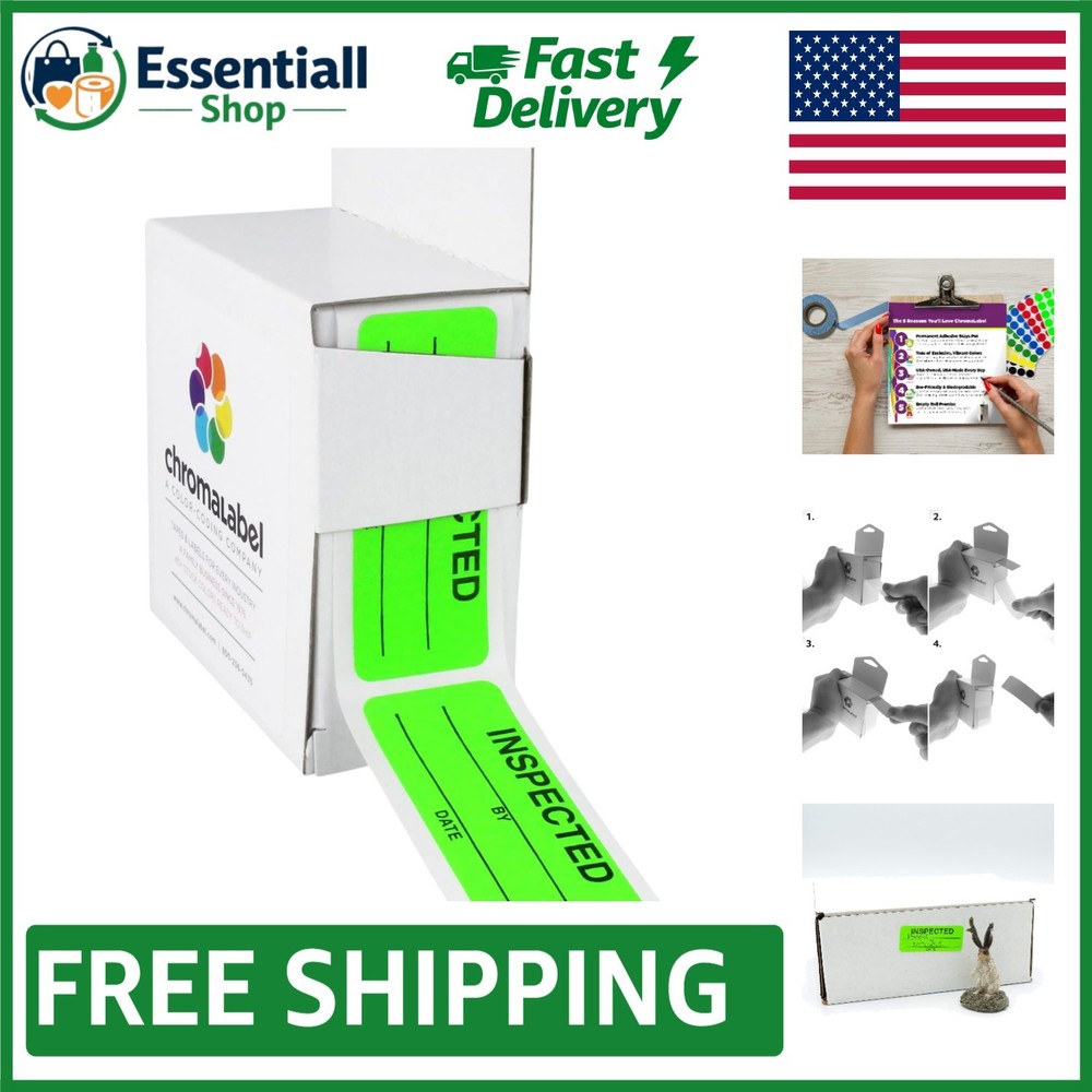 200 Fluorescent Green Inspection Stickers – 1 x 2.25 Inch for Quality Control