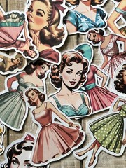 Retro ladies junk journal fussy cuts journal card making die cuts set of 15