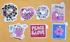 SNOOPY Waterproof Vinyl Stickers for Water Bottles, Luggage, Cars (Lot Of 7)