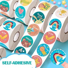3 Rolls Multicolor Stickers, 1,500PCS Teacher Reward, s, Multicolor
