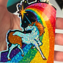 80s Unicorn Rainbow Prism Sticker Vintage Reproduction Retro Holographic Decal