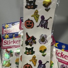 Lot Of 13 Sheets Of Vintage 80s 90s Halloween Stickers Shiny Holographic