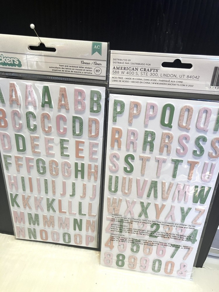 American Crafts Thickers Alphabet & Numbers Foam Stickers 234 Pcs Pink Blue