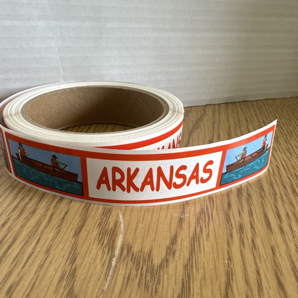 S.R.M. State Titles Banner Stickers Arkansas Sticker Roll Vintage Hard To Find ￼