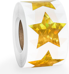 500 PCS Holographic Gold Star Stickers, 1 Inch Self Adhesive Metallic Glitter Fo