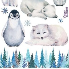 Snow Animal Stickers – Violette Stickers – 1 Winter Sticker Sheet for Crafts