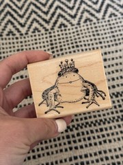 PENNY BLACK RUBBER STAMPS VIVA DIVA FROG IN A CROWN NEW wood STAMP