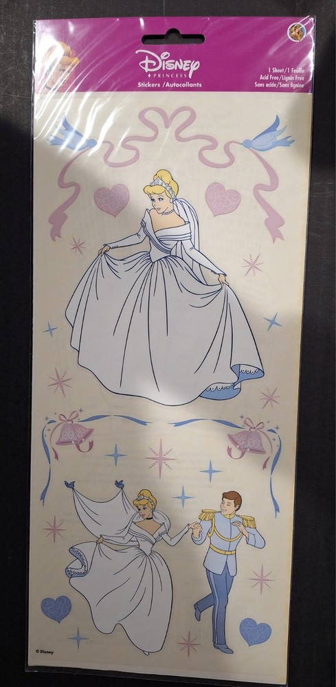 Disney Princess Cinderella and Her Prince Stickers – 1 Sheet by Sandylion