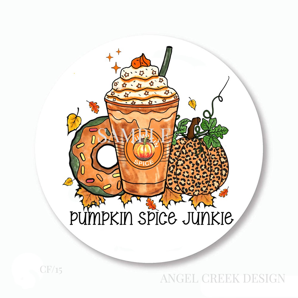 Latte Pumpkin Spice Junkie Fall Autumn Favors Scrapbook Stickers Envelope Seals