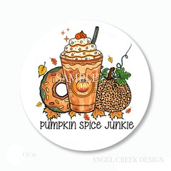 Latte Pumpkin Spice Junkie Fall Autumn Favors Scrapbook Stickers Envelope Seals