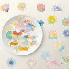 50 Pcs Watercolor Cloud PET Transparent Stickers Dreamy Artistic Waterproof Deca