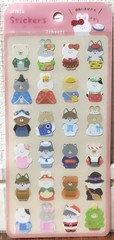 Amifa Animal Dress up Sticker 2 sht. Dog Cat Rabbit Bear 4 Seasons Kids JAPAN