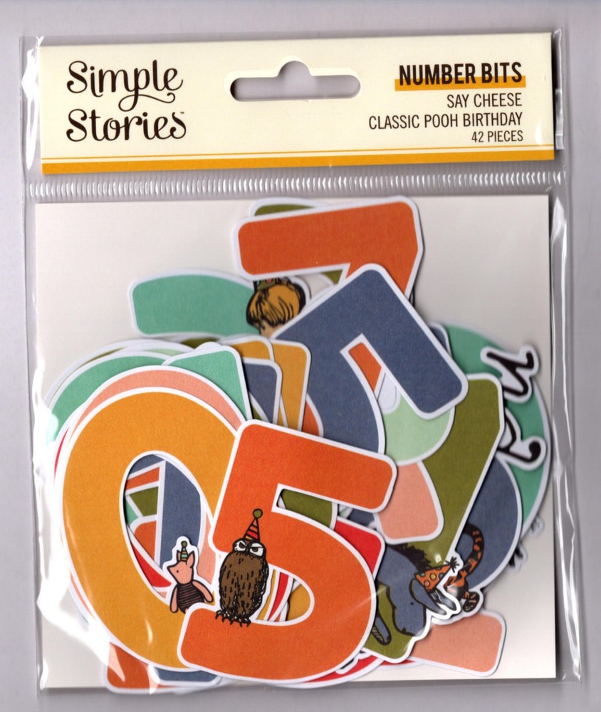 Simple Stories CLASSIC POOH BIRTHDAY NUMBER BITS (42pc) DIE-CUTS scrapbooking