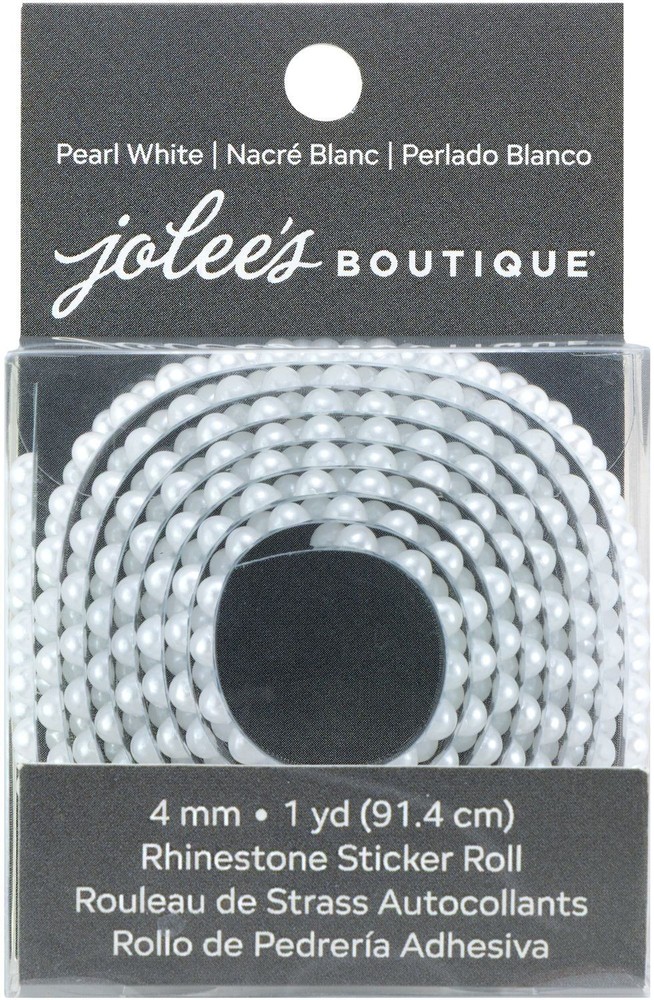 Jolee’s White Pearl Rhinestone Sticker Roll 1 Yard 4 MM Just Over 1/8″ Diameter