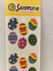 Vintage Stickers Fuzzy Sandylion Multi-color Easter Eggs Spring