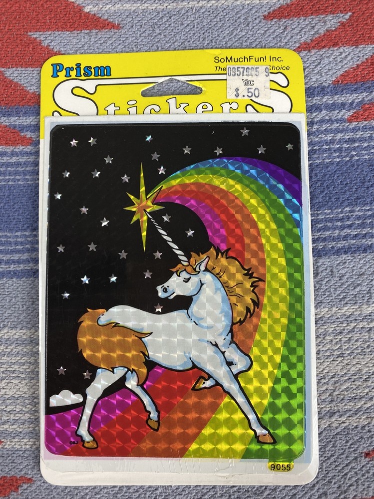 Prism Stickers Vintage 1980s Rainbow Unicorn Large so much fun inc