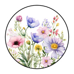 WILDFLOWERS ENVELOPE SEALS STICKERS LABELS TAGS 1.5″ ROUND FLORAL PINK (30)