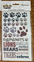 Reminisce Wild Thing Creative Rub-Ons Transfers Lions Tigers Bear Elephant Zebra