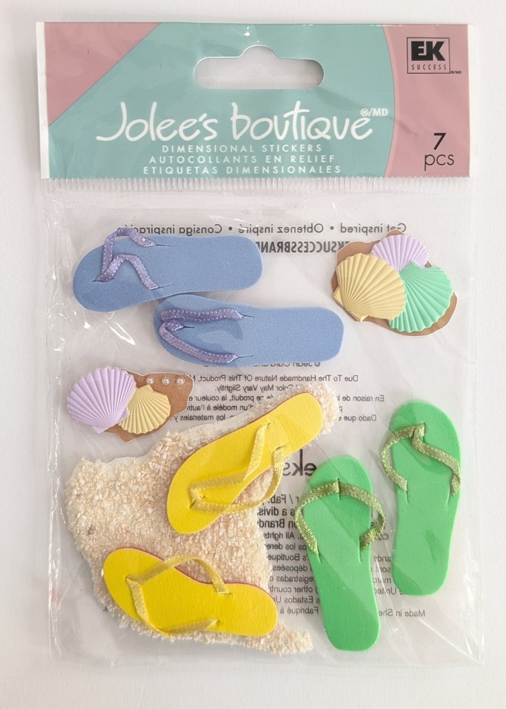 RARE Jolee’s Flip Flops Beach Sand Seashells Scrapbooking Stickers