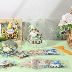 GLOBLELAND 18 Sheets Gnome Rub on Transfer 3.9 x 3.6 inches, Mixed Color