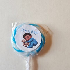 30 It’s A Boy Lollipop Envelope Seals 1.5″ African American Baby Labels