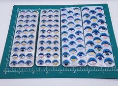 NOS Vintage 4 sheets 1980s Puffy Googly Eyes Stickers various sizes colors Set2