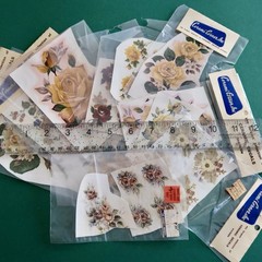 Vtg Ceramic Decals Mixed Media Water Mount Transfers Lot J Yellow Pale Floral