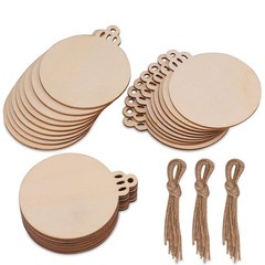 30 Pcs Unfinished Paintable Blank Wooden Christmas Festival Decoration Orname…