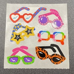 Vintage Sandylion Stickers Sunglasses Heart Star Rainbow Tiger Neon Fun