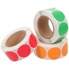 3 Rolls Round Labels Colorful Dot Stickers Coloured Sticky Circle Thermal