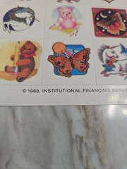 Vintage 1983 Institutional Financing Services Stickers Butterflies Unicorn Color