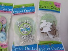 Scrapbook Embellishments Brads & Etc. Mixed Brands Lot w/ Fiskars Punch – o18