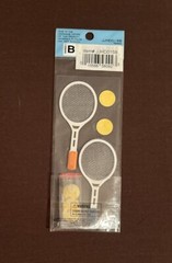 JOLEES Mini TENNIS RACQUET BALLS Play Sports Scrapbook STICKER Die Cut Craft