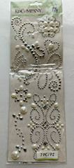 K&Company ELEGANCE SWIRL Adhesive Gems 12×4.5in BENT Rhinestone Faux Pearl 7 pcs