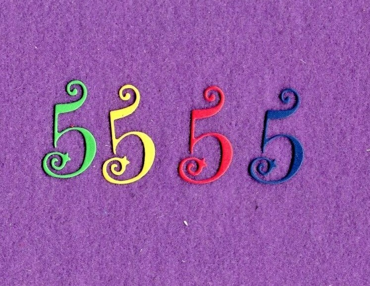 NUMBERS SWIRL five (5) die cuts scrapbook cards