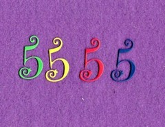 NUMBERS SWIRL five (5) die cuts scrapbook cards