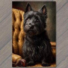 STICKER Scottish Terrier Portrait Regal Chair Dark Fur Studio Classic