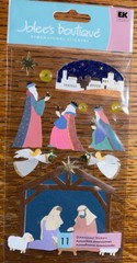 VERY RARE Jolees Nativity Scene CHRISTMAS Manger Angel Jesus Shepard 3D Stickers
