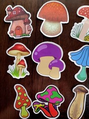 STICKERS x 10 Shrooms Mushroom Cute Cottage Garden Mushrooms FEBF7
