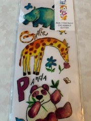 EZ RUB-ON TRANSFERS GLITTER RUB-ONS ZOO ANIMALS GLITTER 16 PCS