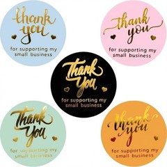 Stylish Multicolor Thank You Labels – 1.5» Round Stickers with Glitter Foil